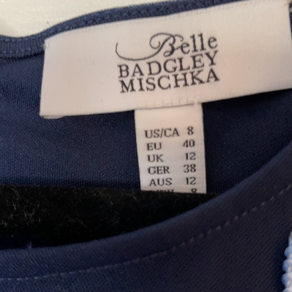 BELLE BADGLEY MISCHKA Women's Blue Sheath Dress with Baby blue Applique Size 8 - Picture 5 of 15